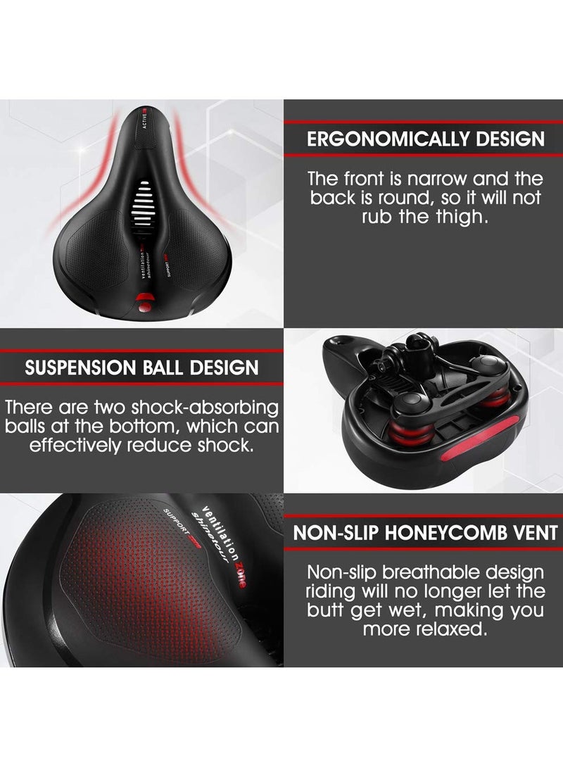 SYOSI SYOSI Bicycle Saddle, Comfortable Bike Seat Cushion with Dual Shock Absorbing Balls & Memory Foam Soft & Comfortable & Breathable Bike Saddle for MTB/Road Bikes  - Image 4