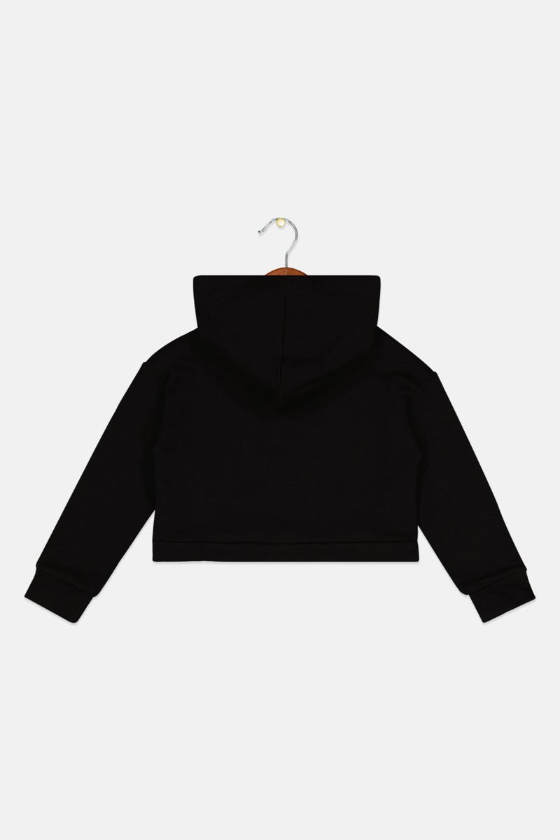 DIADORA هودي مطبوع للفتيات الصغيرات، أسود - Image 2