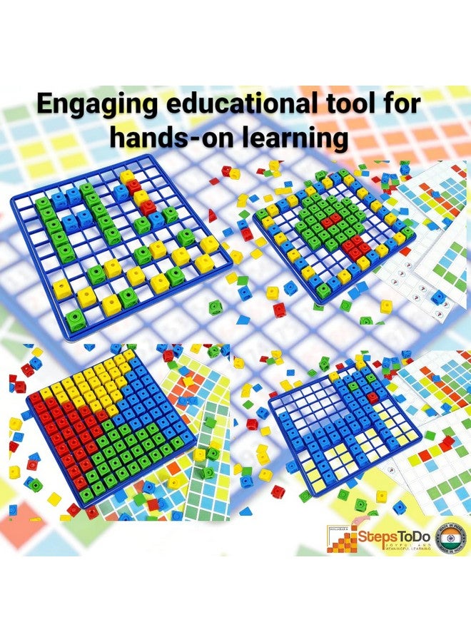 ستيبس تو دو مجموعة أنشطة مكعبات متشابكة إبداعية من ستيبس تو دو. مجموعة أنشطة تعليمية "ابنِ وتعلم". أداة تعليمية للرياضيات. تتضمن 240 مكعبًا، 240 لوحة وجه، 20 سجادة أنشطة، شبكة واحدة، دليل المستخدم. - Image 4