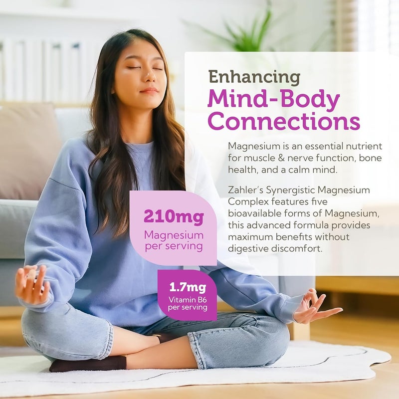 Zahler Magnesium Complex Supplement  Multi Magnesium Supplement Blend with Magnesium Glycinate Malate Aspartate Taurinate and Oxide Plus Vitamin B6  Bone Nerve Heart  Muscle Health 60 Capsules - Image 3