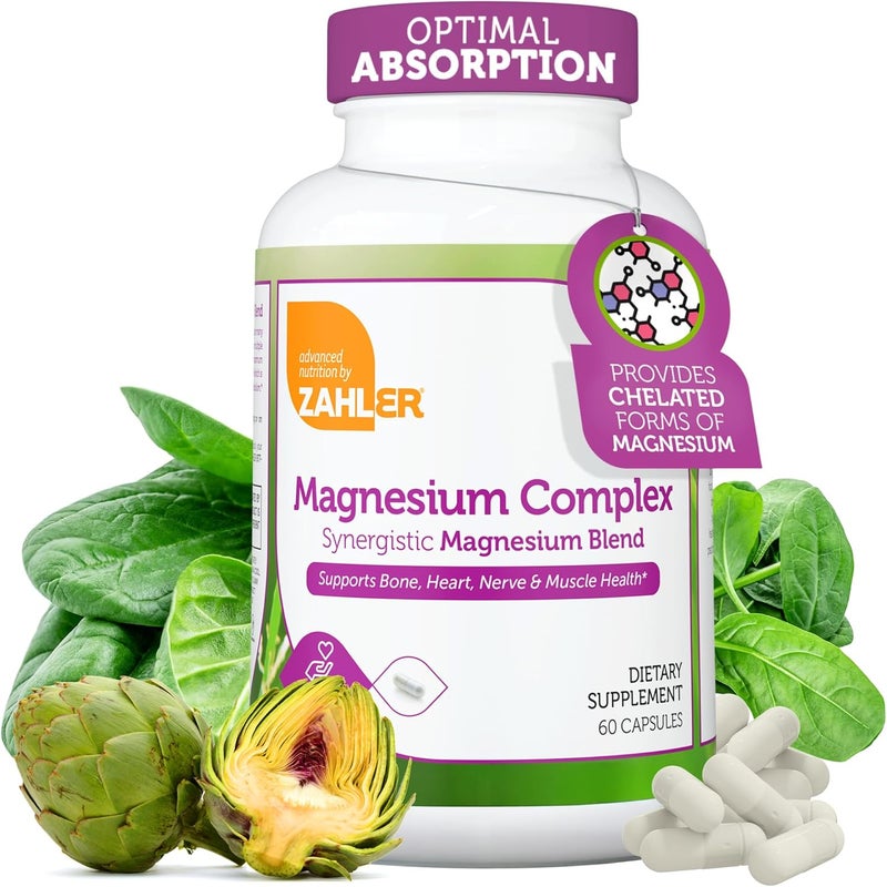 Zahler Magnesium Complex Supplement  Multi Magnesium Supplement Blend with Magnesium Glycinate Malate Aspartate Taurinate and Oxide Plus Vitamin B6  Bone Nerve Heart  Muscle Health 60 Capsules - Image 1
