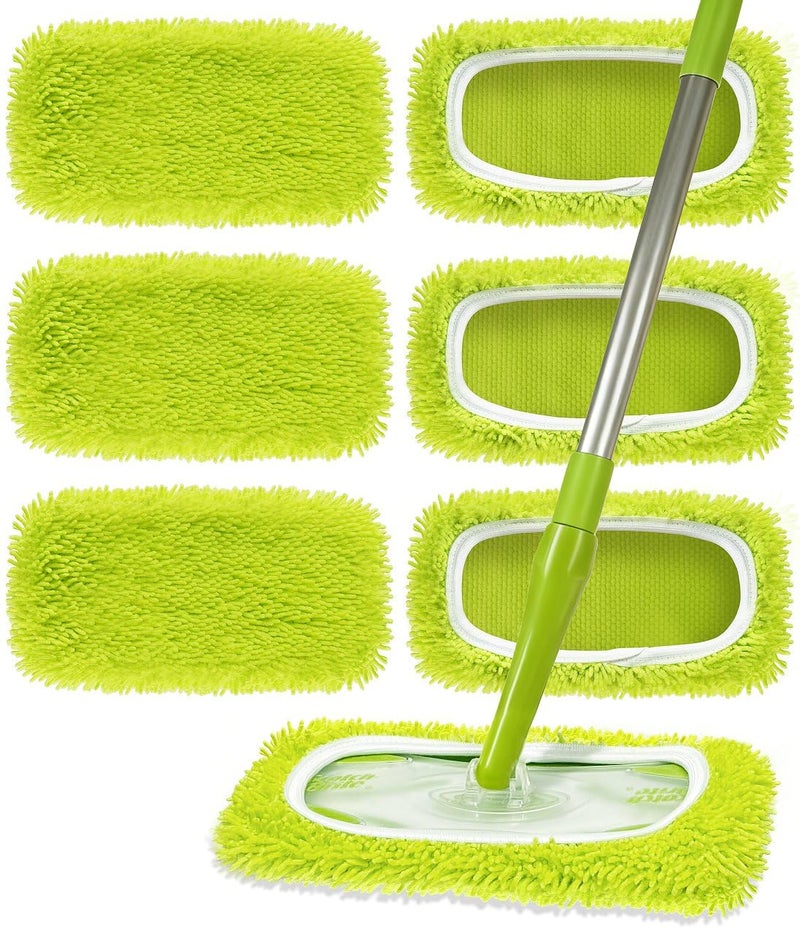 Hoapavi 6 Pack Reusable Microfiber Mop Pads Compatible with Swiffer Sweeper Mop, Washable Wet Mopping Pad Refills and Dry Sweeping Cloths for Hardwood, Vinyl, Tile, Laminate, and Multi-Surface Cleaning - Image 1