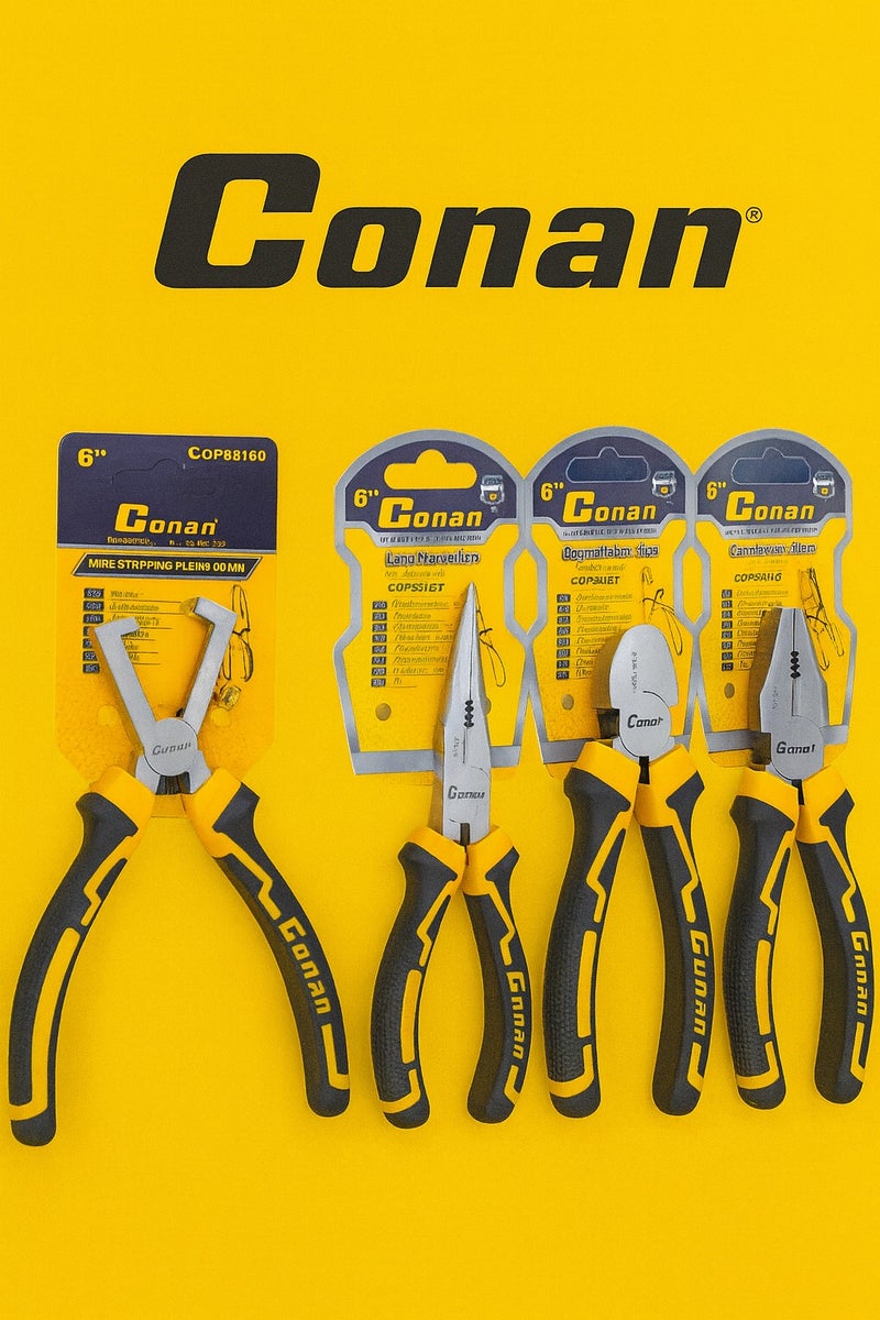 Conan 6" (160 mm) Professional 4-Piece Pliers Set – Multi-Purpose for Wire Stripping, Cutting & Gripping - Image 1