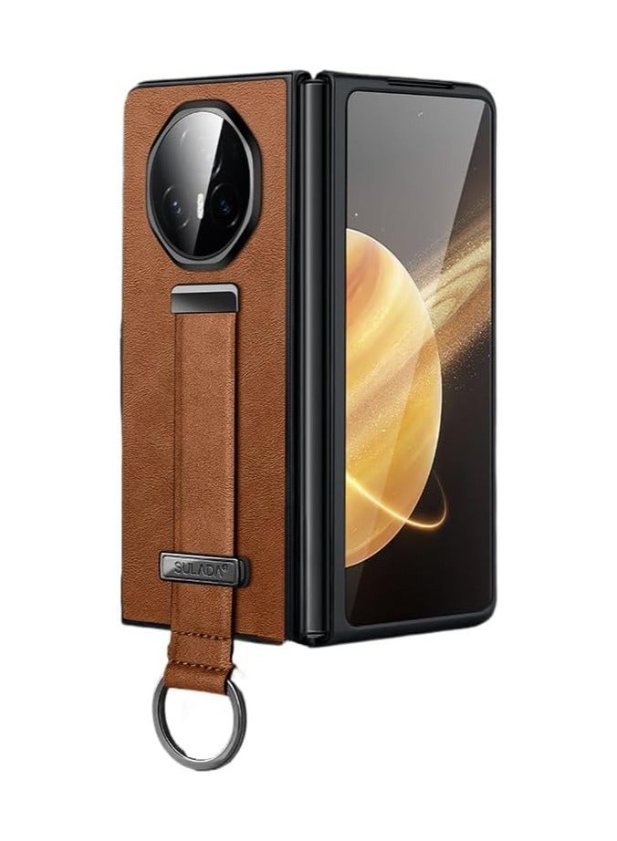 general Compatible with Honor Magic V3 Wristband Bracket Skin-friendly Luxury Leather Cover For Honor Magic V3 Shockproof Bumper Funda