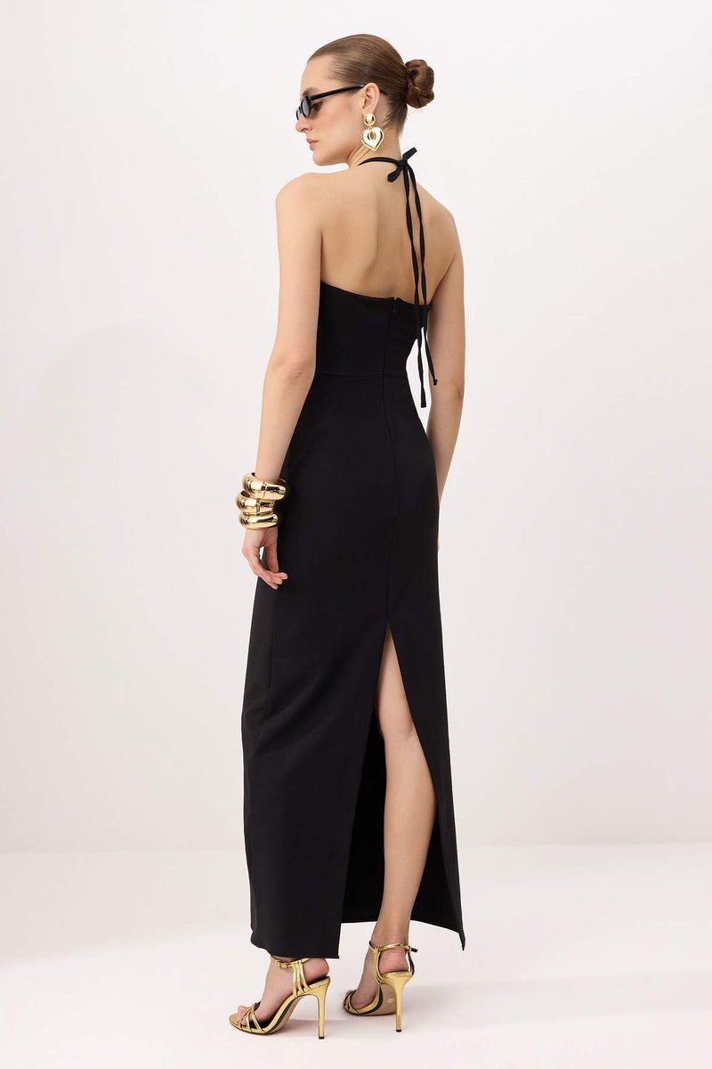 trendyol Black Plain Transparent Detailed Woven Finike Maxi Evening Dress & Graduation Dress Tprss26Ae00082 - Image 4