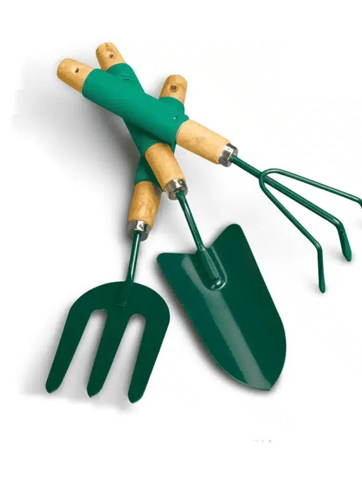 GROW three agriculture tools with wooden handle 