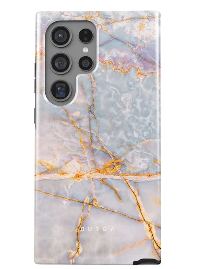 BURGA Luxury Gold Glitter Marble Phone Case Compatible with Samsung S24 Ultra  Double Layer Silicone Protective Case Ocean Waves Pastel Hues