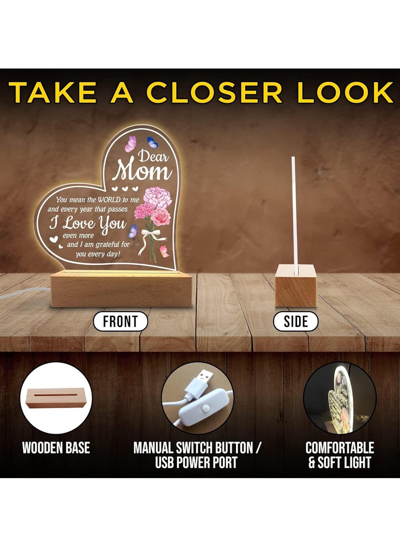 KASTWAVE Acrylic Night Light 'You Mean The World to Me' - Rechargeable Lamp for Mother's Day - Touch Sensor, Soft Ambient Lighting Gift  - Image 2