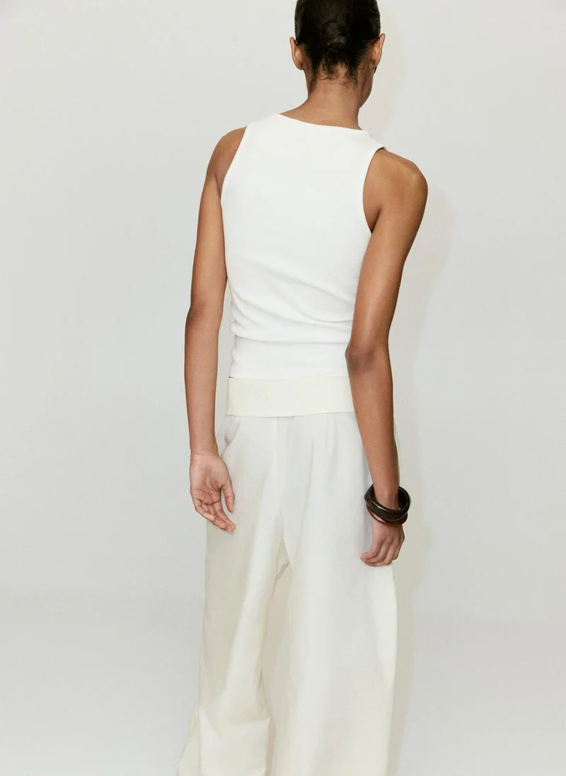 مانجو Ribbed Cotton-Blend Top
