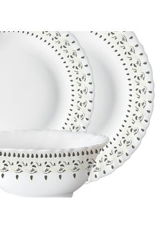 LARAH BY BOROSIL Larah by Borosil Ora Gold Fluted Series Opalware Dinner Set | 31 Pieces for Family of 6 | Microwave & Dishwasher Safe | Bone-Ash Free | Crockery Set for Dining & Gifting | Plates & Bowls | White  - Image 3