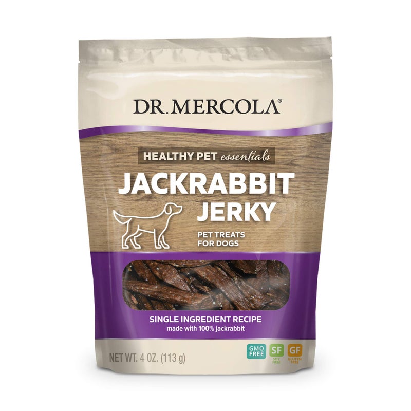 Dr. Mercola Jackrabbit Jerky for Dogs, 4 oz. (113g), Made with Wild Jackrabbit, Non GMO, Gluten Free, Soy Free - Image 1