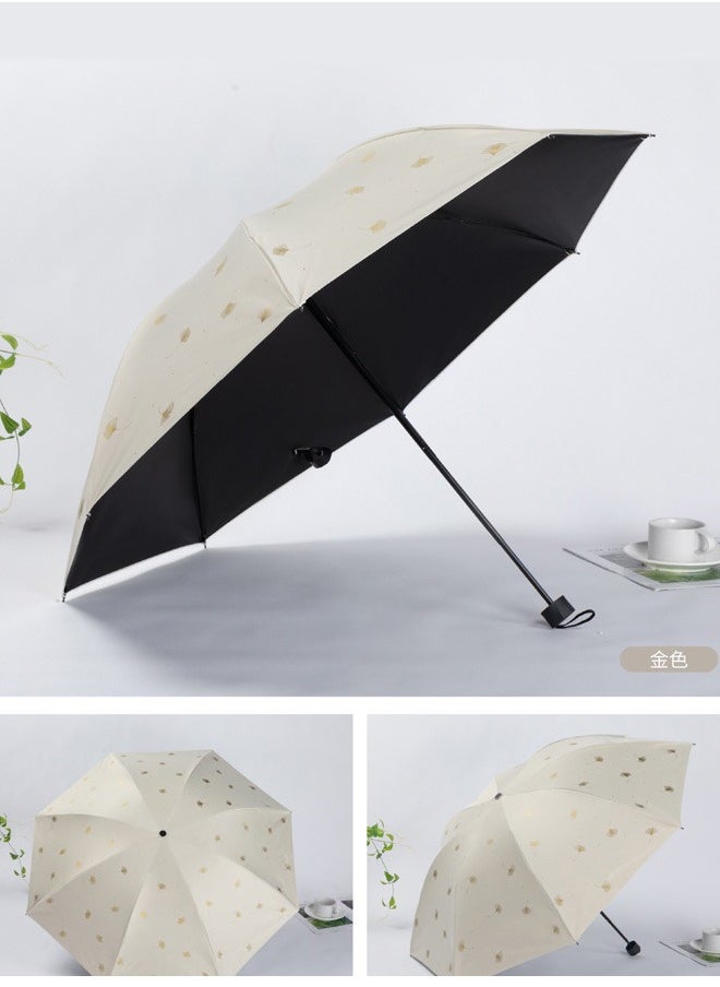 Generic Compact Folding 8 Ribs Sun and Rain Proof Travel Outdoor Umbrella Beige  - Image 3