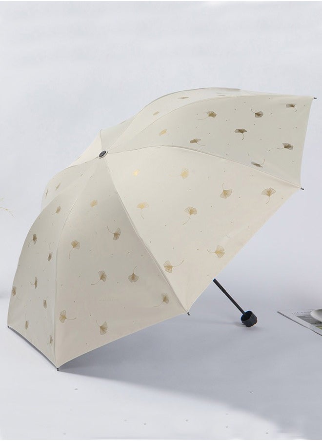 Generic Compact Folding 8 Ribs Sun and Rain Proof Travel Outdoor Umbrella Beige  - Image 2