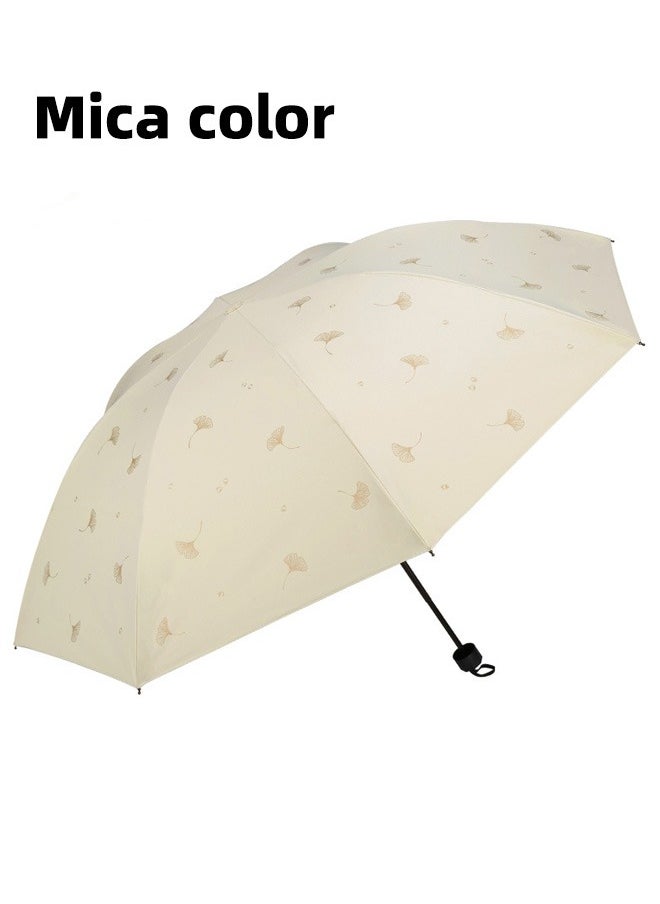 Generic Compact Folding 8 Ribs Sun and Rain Proof Travel Outdoor Umbrella Beige  - Image 4