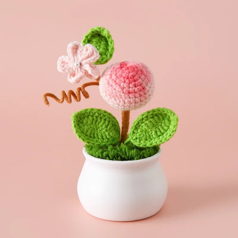Bluejw Finished Artificial Flower Crochet Vegetables & Fruits Series Potted Simulation Green Plant Small Ornaments Lovely Handmade Gifts, Artificial Vegetables Decor - Image 4