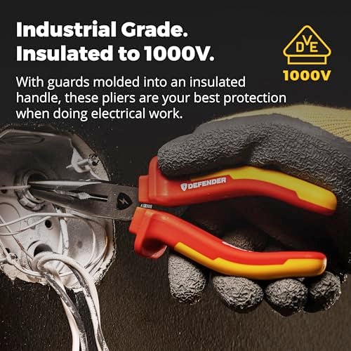 MEGAPRO® DEFENDER Pliers | 1000V VDE Certified | 8.5" Long | Insulated | Electricians Tools (Needle Nose) - Image 4