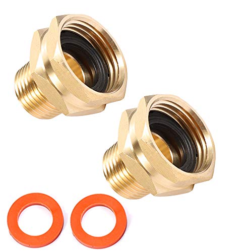 Kbrotech Brass Garden Hose Adapter, 3/4' GHT Female x 1/2' NPT Male Connector, 2pcs - Image 1