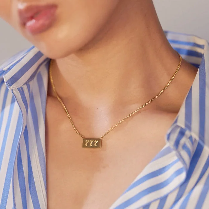 noya Athena Fortune 777 Pendant Necklace 18K Gold Plated