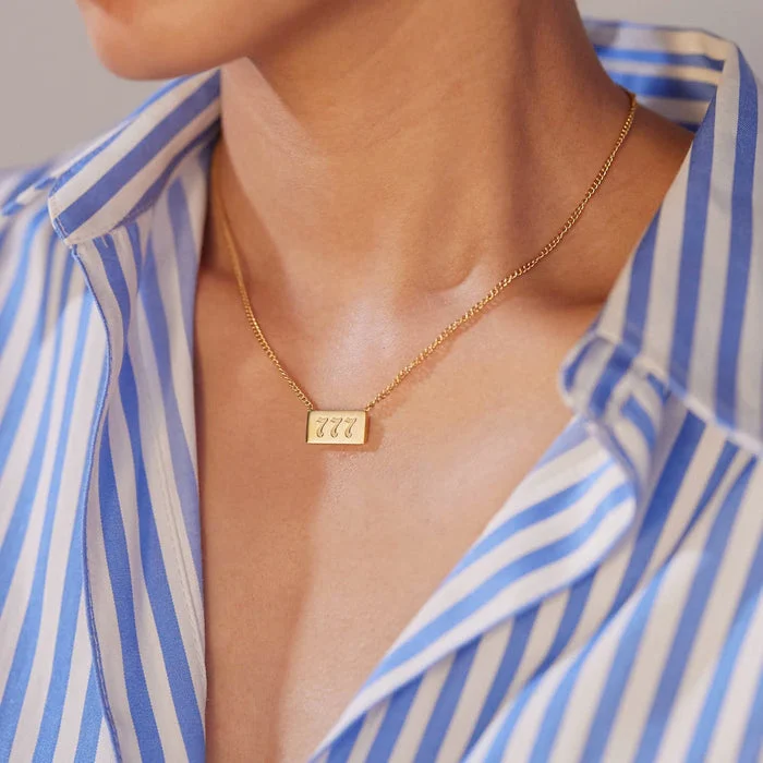 noya Athena Fortune 777 Pendant Necklace 18K Gold Plated