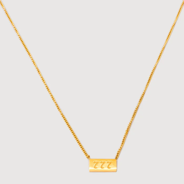 noya Athena Fortune 777 Pendant Necklace 18K Gold Plated