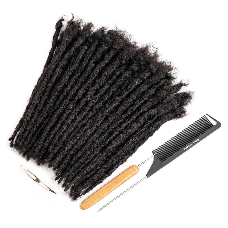 DAIXI Handmade Interlocking Locs 100 Real Human Hair Permanent Loc Extensions Textured Natural Looking Soft Dreadlocks 1B  08cm 6 Inch 60 Strands