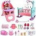 deAO Black Baby Doll Set  Mobile High Chair Stroller  Feeding Accessories  21 Piece Play Set Doll Included - Image 4