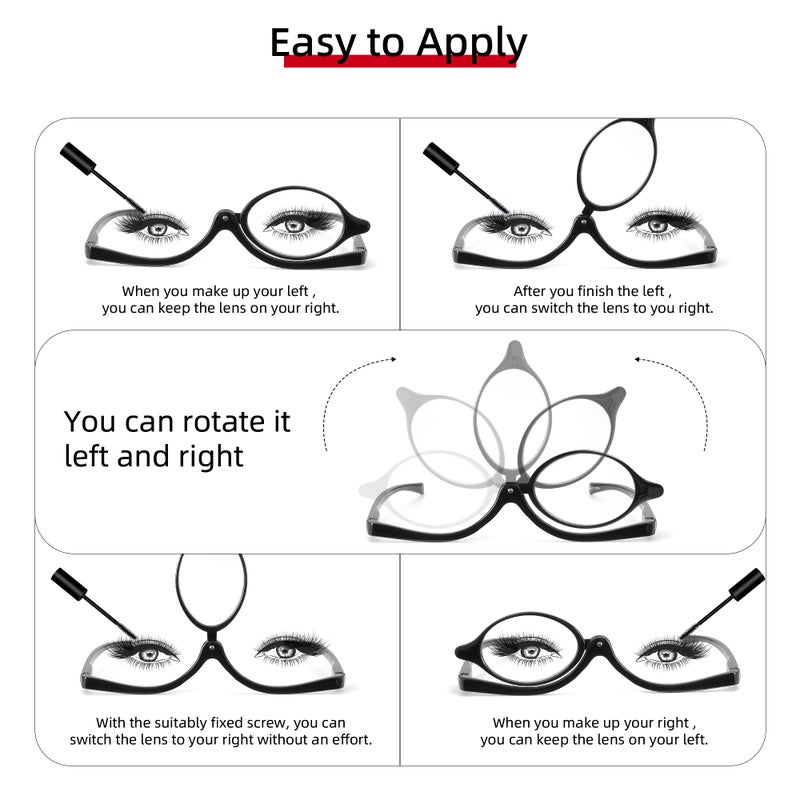 JM 2 Pairs Makeup Reading Glasses Magnifying Flip Down Cosmetic Readers for Women with Spring Hinge +2.25 - Image 3
