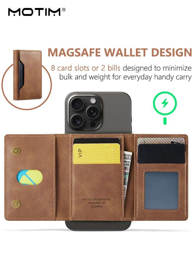 Motim Magnetic Leather Phone Wallet Card Holder with Kickstand, Magnetic Suction with Trifold Wallet Card Holder Pocket, Compatible with MagSafe Phone Cases Compatible Mobile iPhone 16/15/14/13/12 series  - Image 3