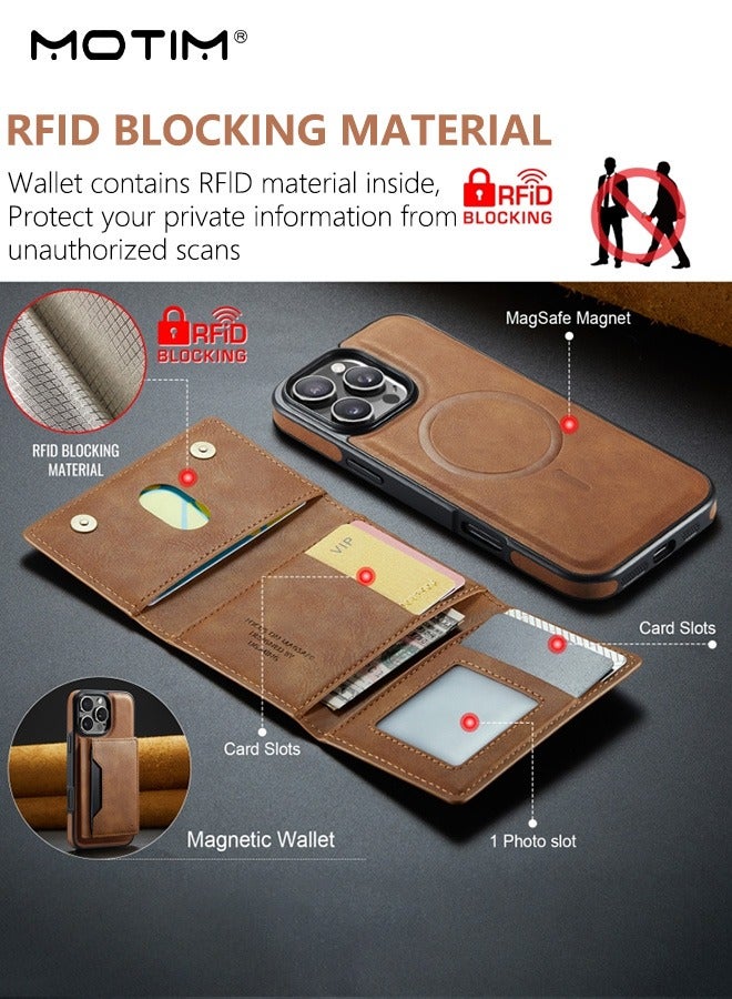 Motim Magnetic Leather Phone Wallet Card Holder with Kickstand, Magnetic Suction with Trifold Wallet Card Holder Pocket, Compatible with MagSafe Phone Cases Compatible Mobile iPhone 16/15/14/13/12 series  - Image 4