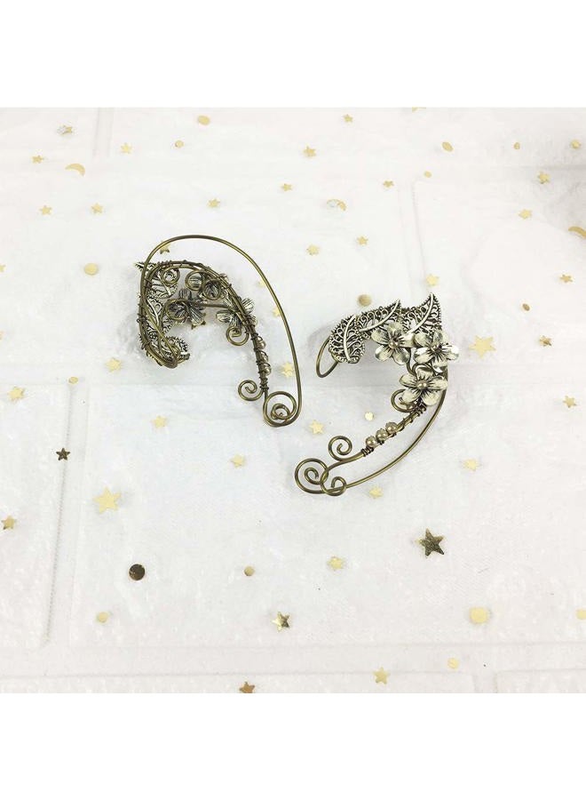 Yolmina Elven Ear Cuffs for Women, Handmade Elf Fairy Earrings Cuff Wrap Clip-on Filigree Earrings for Fantasy Fairy Halloween Costume, Cosplay, Wedding, Handcraft (Bronze) - Image 4