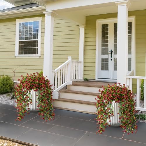 ZFProcess Artificial Hanging Flowers for Outdoors, 2 Pcs Fake Hanging Faux Plants Flowers Spring Summer Decor, UV Resistant Artificial Realistic Flower for Front Door Porch Planter Patio Garden(Brown) - Image 3