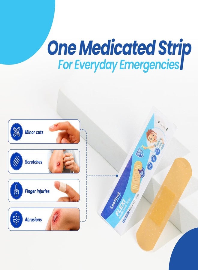 Leeford Flexi Medicated Strip | Antiseptic Washproof Bandage for Injury, Cuts, Abrasions & wounds | First Aid, Water Resistant Elastic Bandages Blocks 99% of Bacteria | Breathable, Soft & Flexible 200 Strips - Image 4