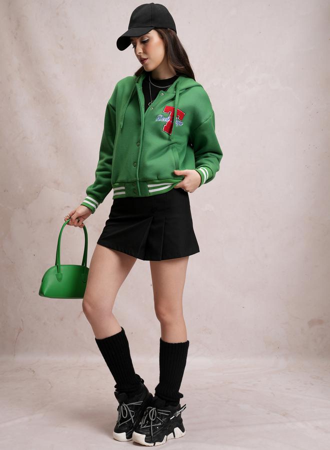Tokyo Talkies Embroidered Hooded Varsity Jacket - Image 2