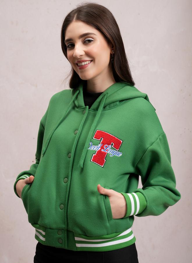Tokyo Talkies Embroidered Hooded Varsity Jacket - Image 4