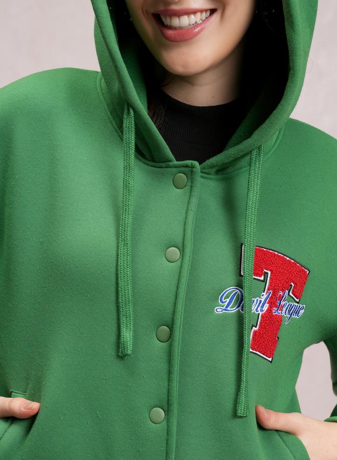 Tokyo Talkies Embroidered Hooded Varsity Jacket - Image 5
