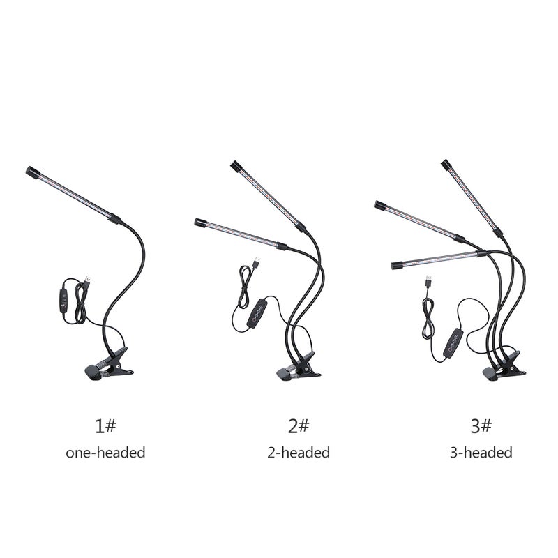 إسكدنيا مصباح LED لنمو النباتات له 3 رؤوس DC بجهد 5 فولت وقدرة 27 وات متعدد الألوان 33.00*4.80*13.00سم - Image 2