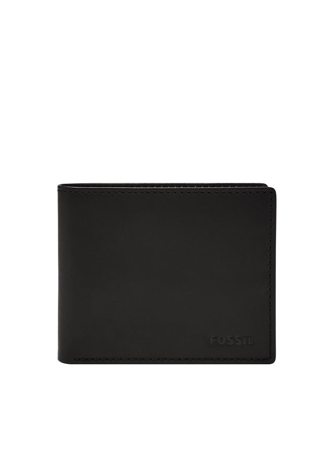 FOSSIL Fossil Men's Derrick Leather RFID-Blocking Bifold with Flip ID Wallet, Black, (Model: ML3681001)  - Image 1