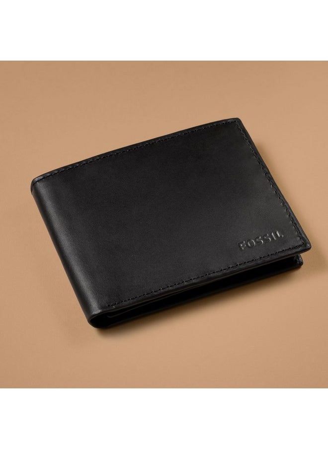 FOSSIL Fossil Men's Derrick Leather RFID-Blocking Bifold with Flip ID Wallet, Black, (Model: ML3681001)  - Image 5