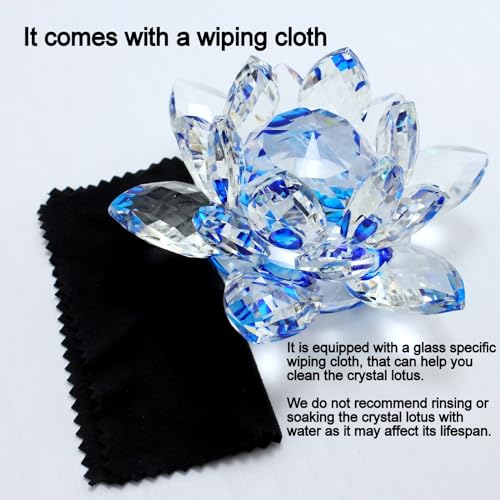 TENGFENG Sparkle Crystal Lotus Flower - 4'' Hue Reflection Clear Crystal Lotus for Feng Shui Home Decor Sun Catcher Ornaments or Paper Weight with Gift Box (100MM) Transparent - Image 4