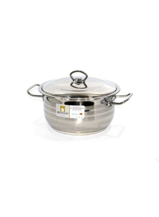 Casserole with silver steel cover