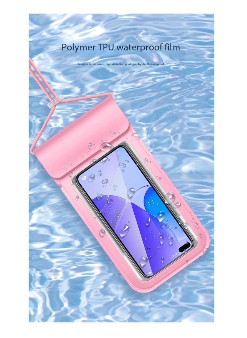 CityRiya-Long IPX8 Certified 30M Heavy Rainproof Phone Pouch for Food Delivery Riders - Sealed Transparent Touch Screen Case with Reflective Lanyard & Bike Mount - Fits All Smartphones Up to 6.5" Screen - Durable PVC, Shockproof & Anti-Scratch - 2 Pack（silvery,6.5in,FLL007131）  - Image 3