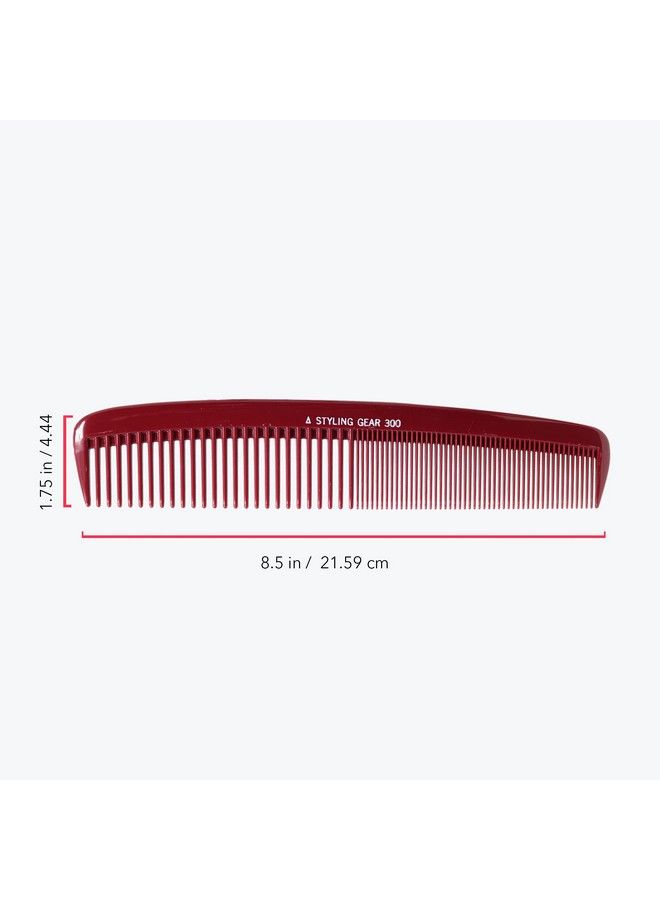 Styling Gear 300 Large Comb 8.5 In. Specialty Hair Styling Cutting Master Barber Stylist Combs Burgundy 2 Pcs. - Image 3