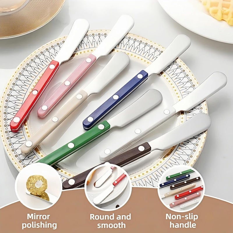 Siutco 4PCS Stainless Steel Butter Knives Set: 6.3 Inch Cheese Spreader 304 Stainless Steel with Ergonomic Handle for Cheese, Butter & Jam (pink) - Image 2