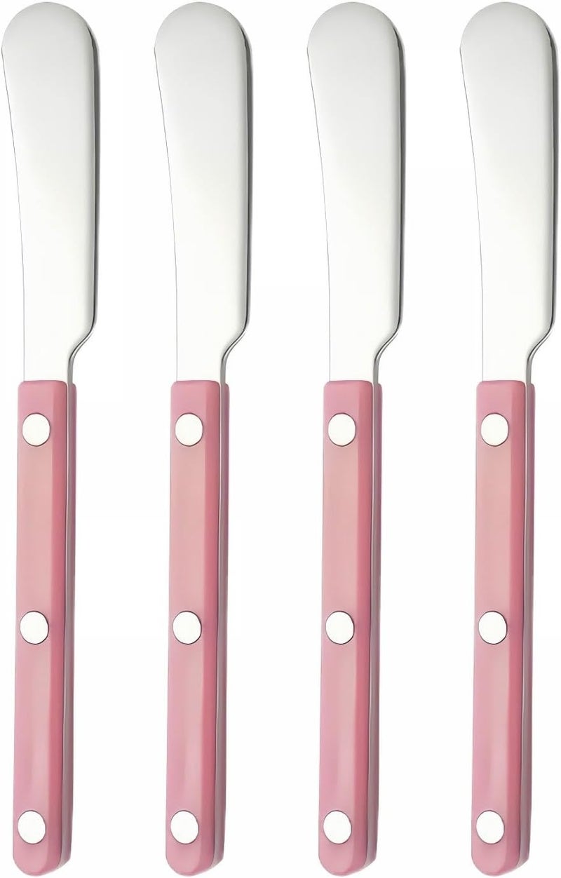 Siutco 4PCS Stainless Steel Butter Knives Set: 6.3 Inch Cheese Spreader 304 Stainless Steel with Ergonomic Handle for Cheese, Butter & Jam (pink) - Image 1