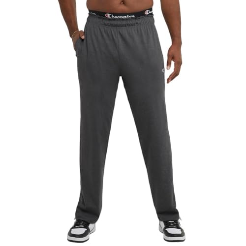 Champion Men's Everyday Open Hem Cotton Pants, 32.5" Inseam, Cotton Knit Pants Left Hip "C" Logo, Open Hem Jersey Pants - Image 5