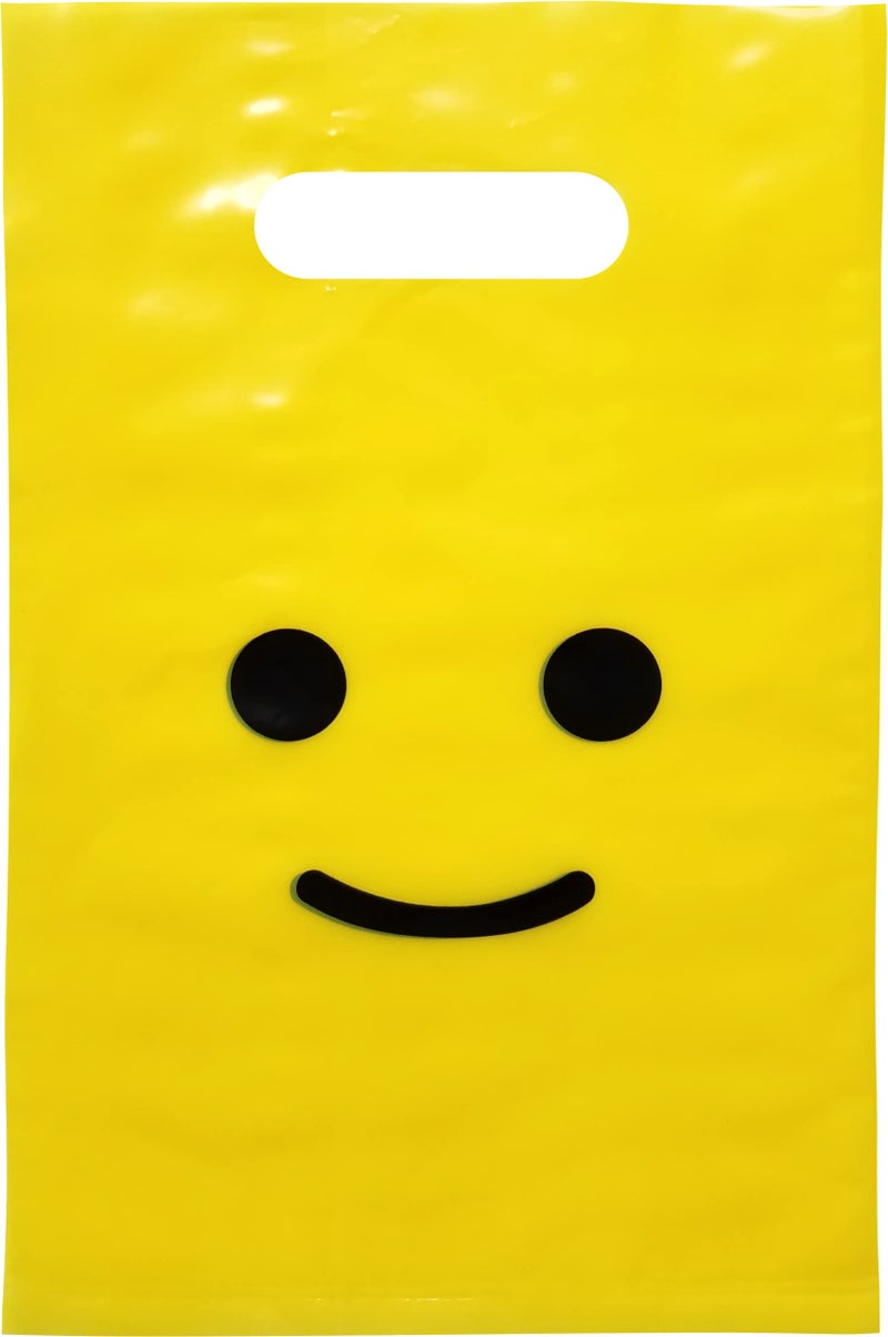 L LIFETIME Smile Yellow Party Favors Bags Super Strong 24 Pack Loot Birthday Emoji Treat Plastic Bag 9 x 6 inch Birthday Gift Bag for Kids Boys and Girls Plastic Gift Bags with Handles - Image 3