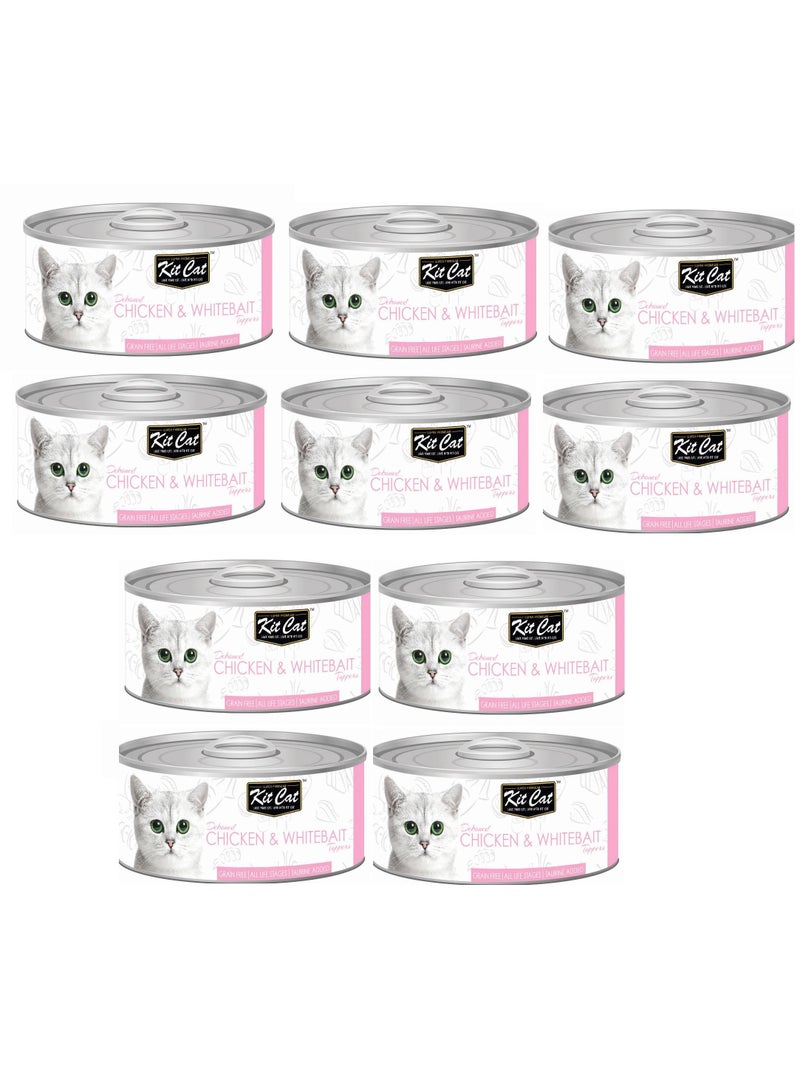 Kit Cat 10Pc Chicken And Whitebait Cat Wet Food 80g
