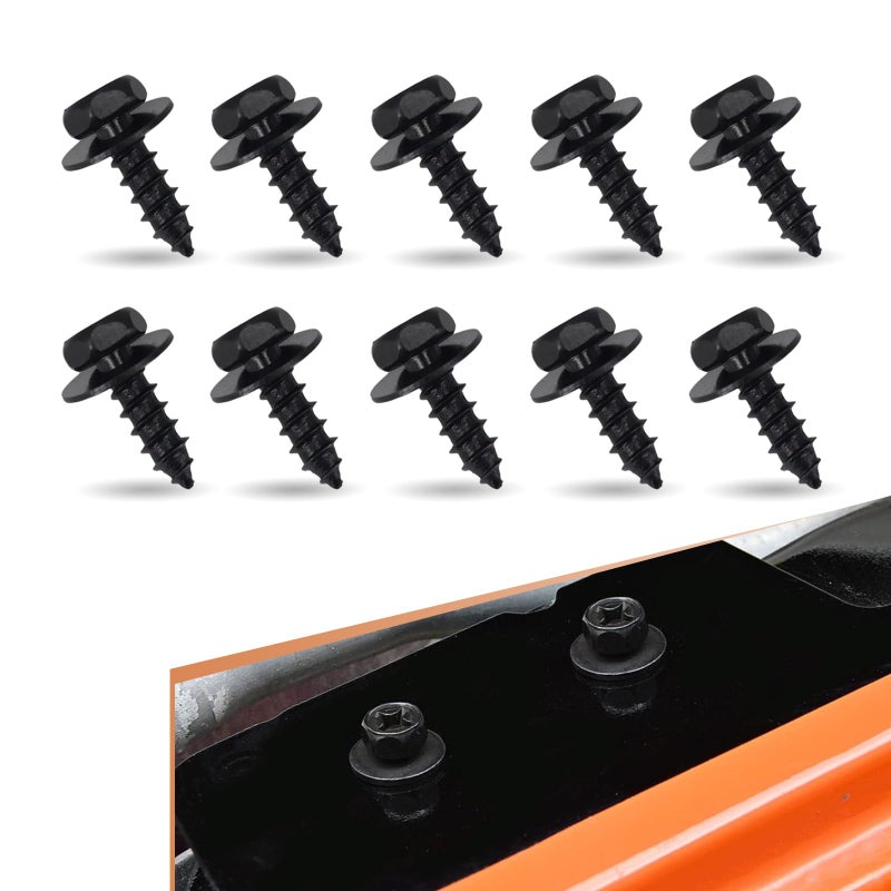 Fluher 10 PCS Car SelfTapping Fastening Bolts Fender Bumper Lower Guard Body Fixing Screws 024 Thread Diameter Pointed Bolt Replacement Parts 9015960498 Compatible with Toyota Lexus Black
