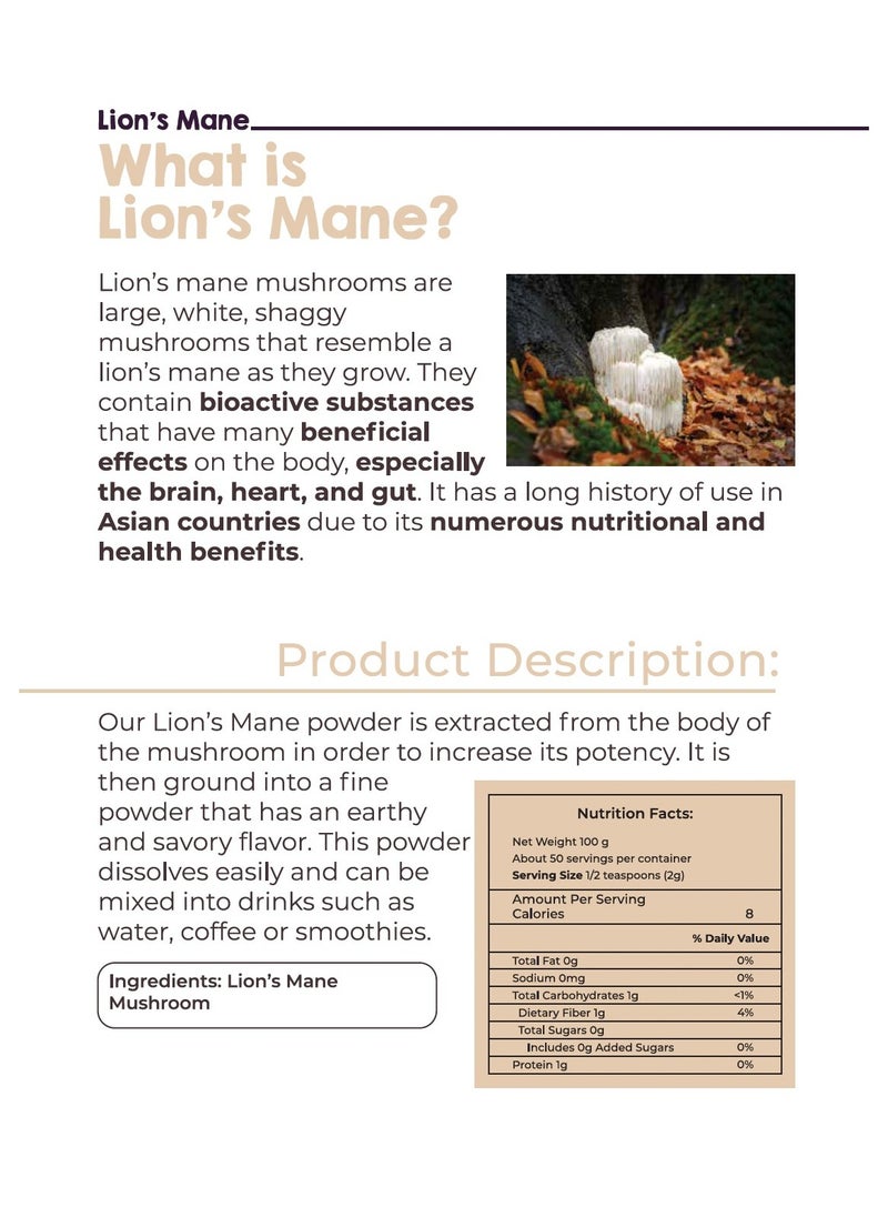 LIVSMART - Livsmart Organic Lions Mane (100g) - Image 1