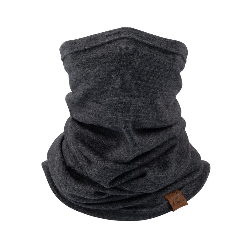 ACUSHLA 100% Merino Wool Neck Gaiter for Men & Women Ski Face Mask Winter Scarf Neck Warmer All Weather, Midweight Dark Grey - Image 1
